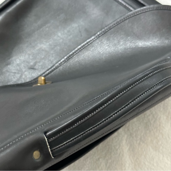 Laura USA Vintage Black Messenger Bag Genuine Leather with strap & handle - Picture 9 of 13